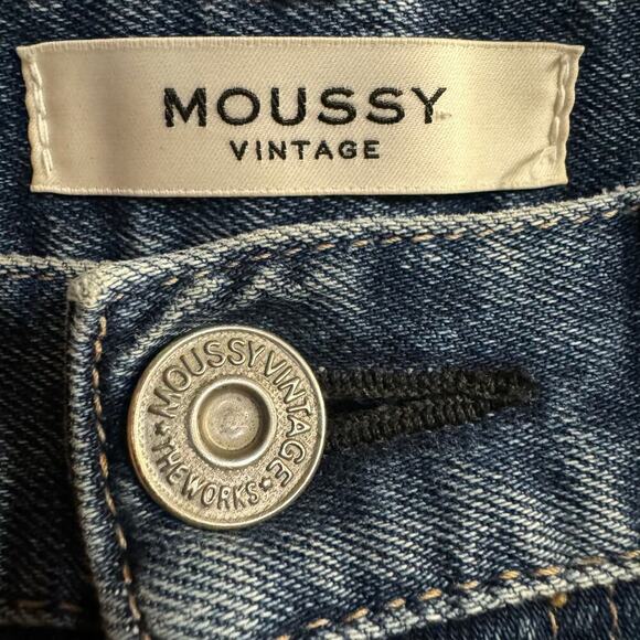 Moussy Vintage Tapered Raw Frayed Hem Jeans Women Size 26 Made in Japan Blue - Picture 4 of 10